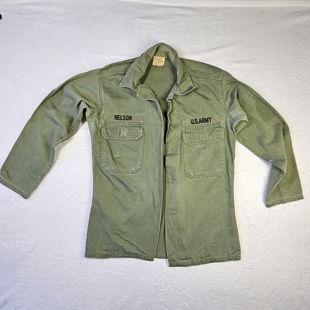 Vintage Trooper Fatigue Shirt US Army Military Jacket Distressed Medium